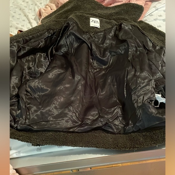 Zara green Teddy fleece oversized jacket - Picture 13 of 13